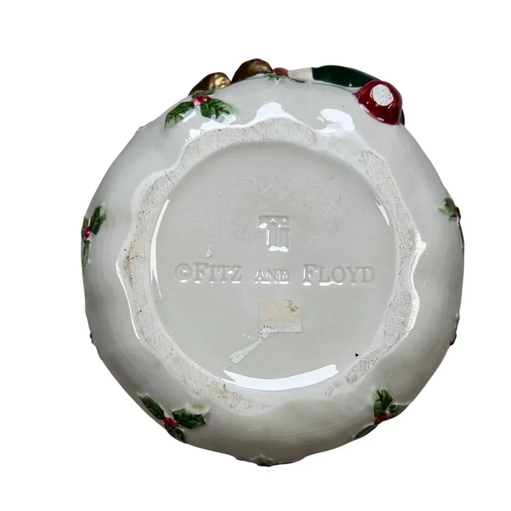 Fitz & Floyd Santa Bag Cachepot Candy Jar Planter Vase Catchall Christmas